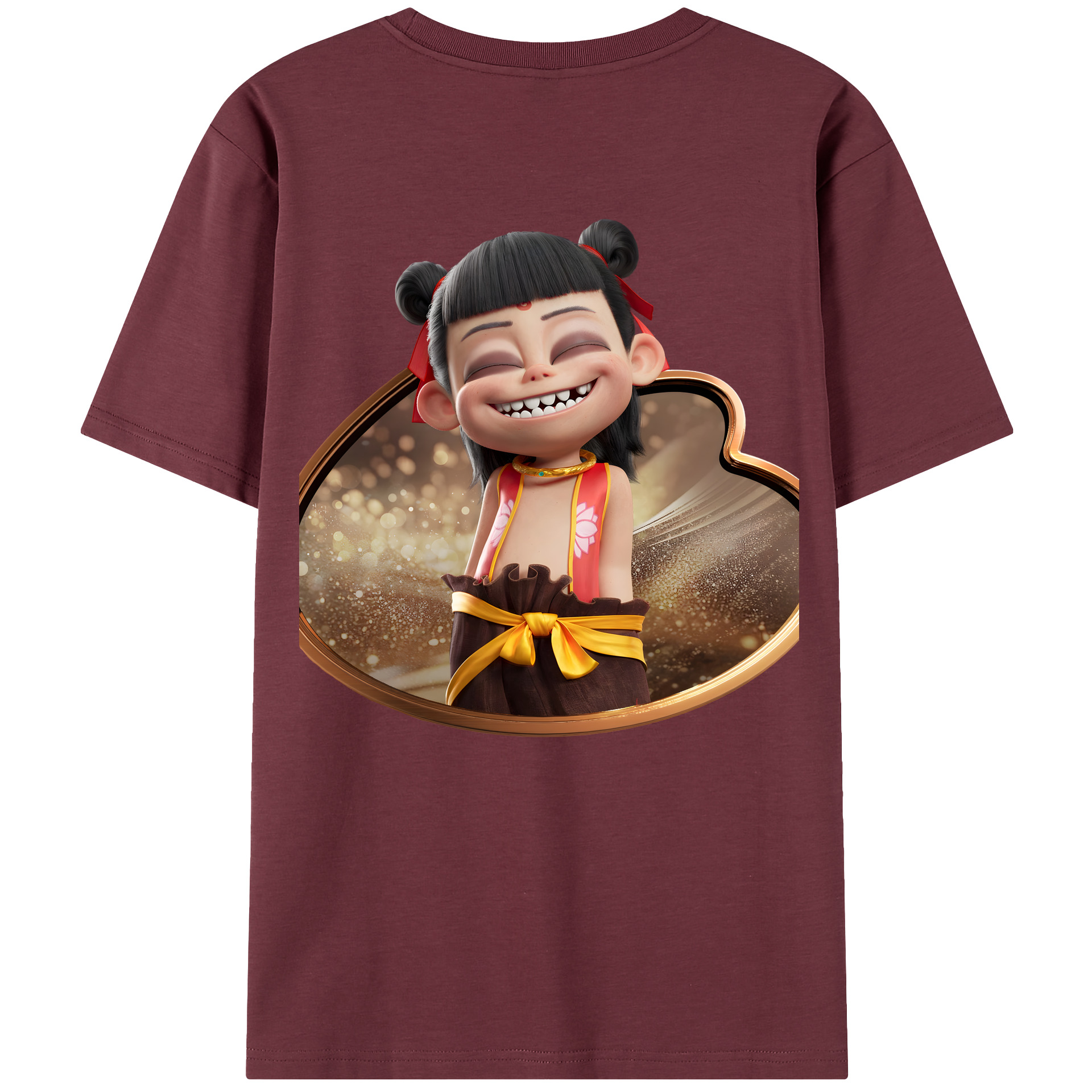 （画像用） Ne Zha 2 ナタ 魔童の大暴れ 綿100％半袖Tシャツ（背面プリント）